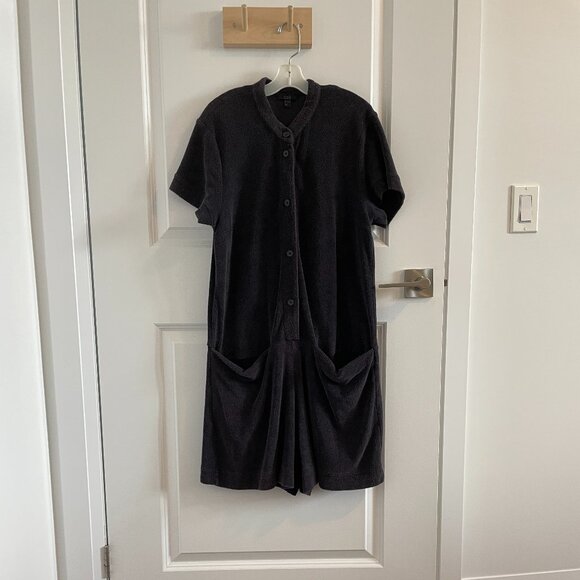 Button-down terry fabric romper - Picture 3 of 11